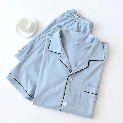 Casual Couple Solid 100% Cotton Pajamas Sets