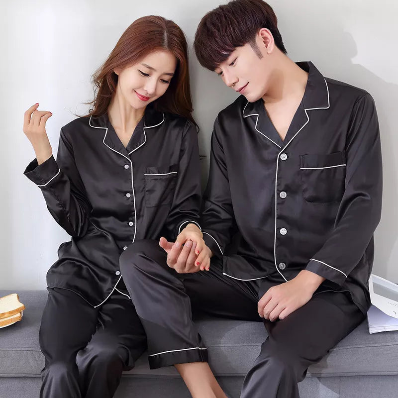 Black Nightwear Shirt Pants Sleep Pajamas Sets