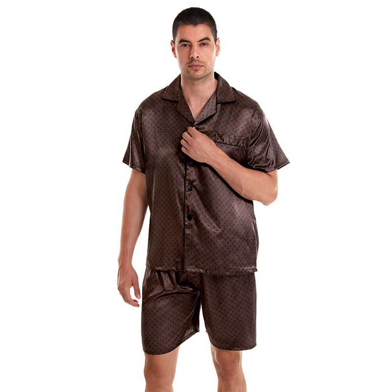 Satin Silk Pajamas Shorts for Men Rayon Silk Sleepwear