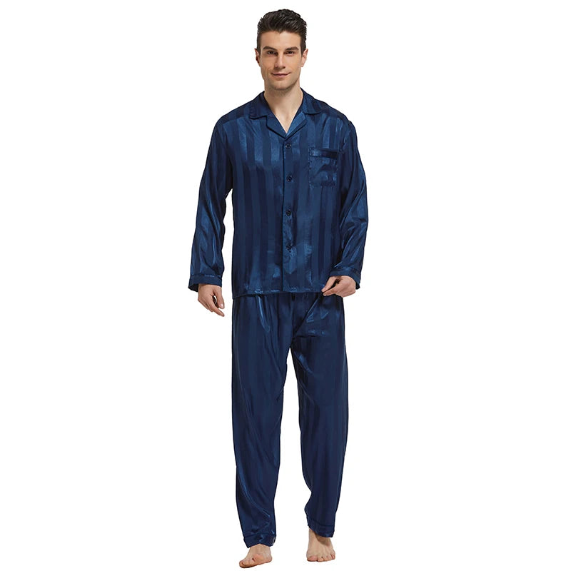 Men's Satin Silk Pajama Set Men Pajamas Silk Sleepwea