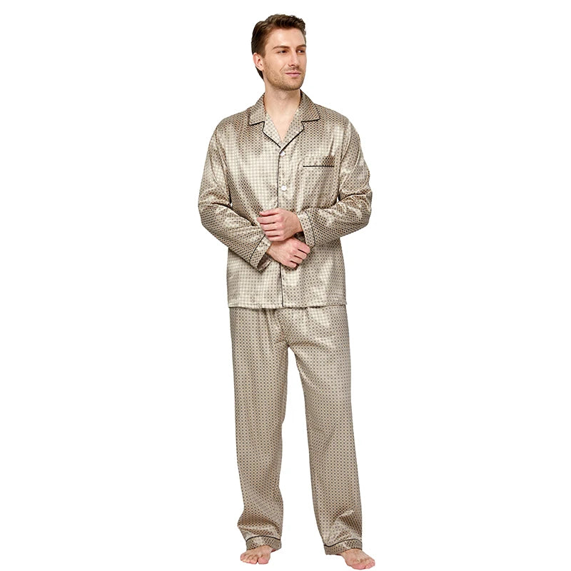 Men's Satin Silk Pajama Set Men Pajamas Silk Sleepwea