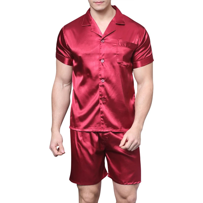 Satin Silk Pajamas Shorts for Men Rayon Silk Sleepwear