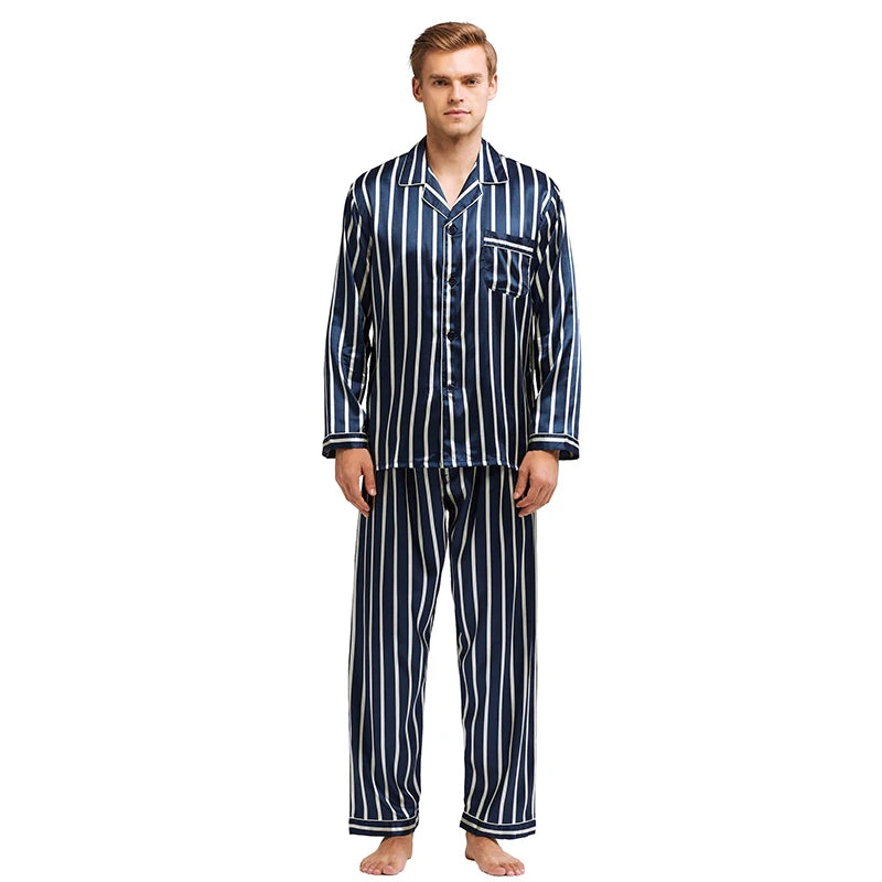 Men's Satin Silk Pajama Set Men Pajamas Silk Sleepwea