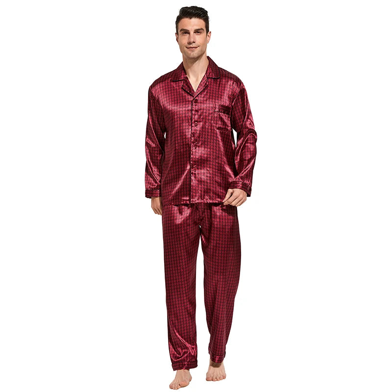 Men's Satin Silk Pajama Set Men Pajamas Silk Sleepwea