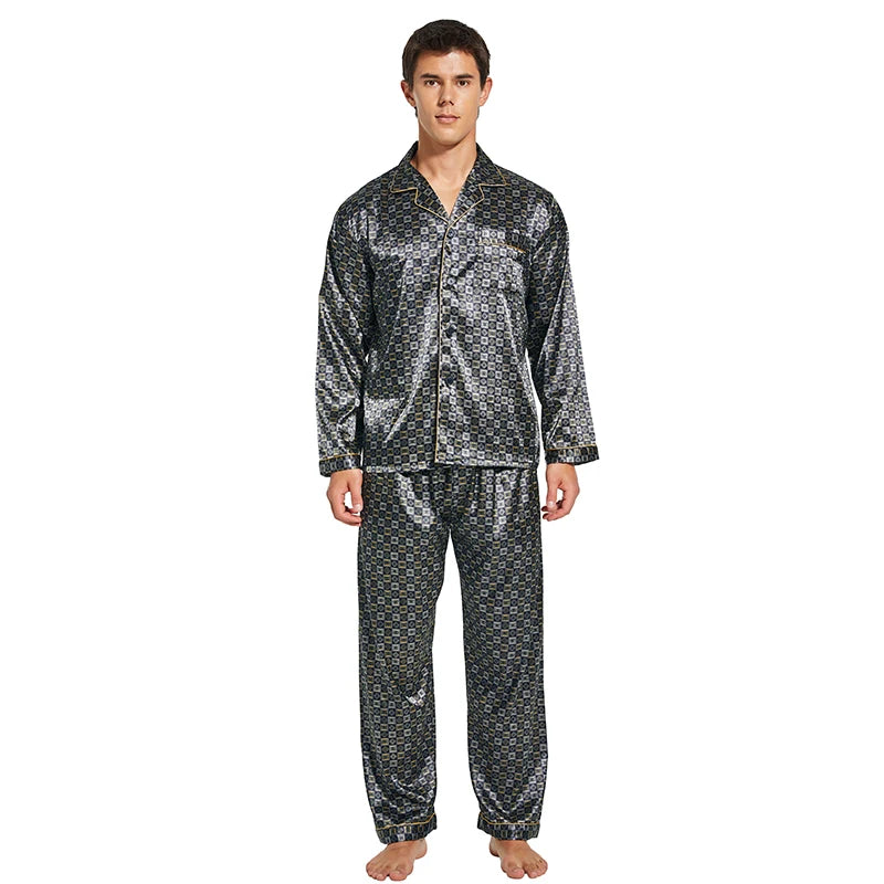 Men's Satin Silk Pajama Set Men Pajamas Silk Sleepwea