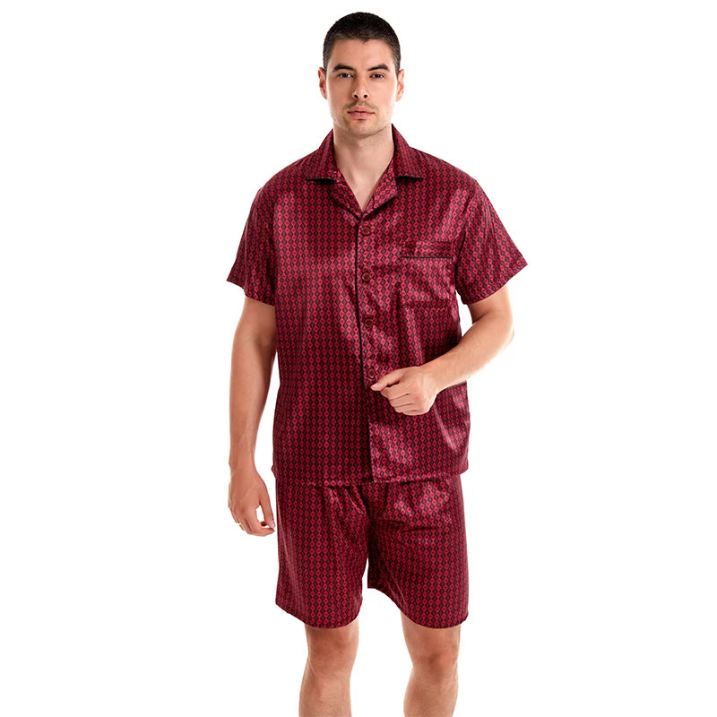 Satin Silk Pajamas Shorts for Men Rayon Silk Sleepwear