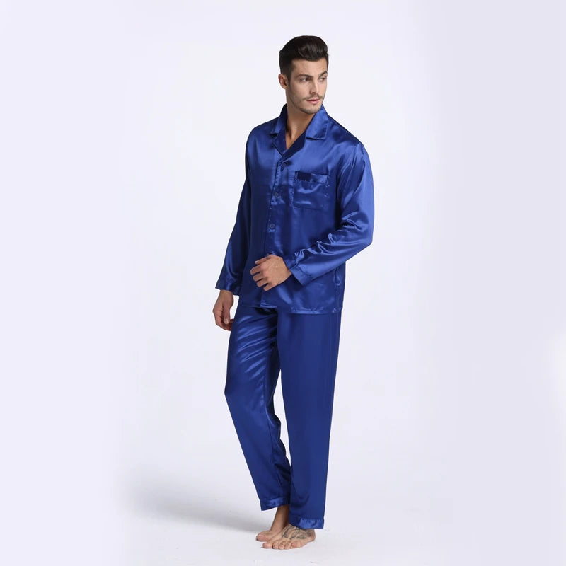 Men's Satin Silk Pajama Set Men Pajamas Silk Sleepwea