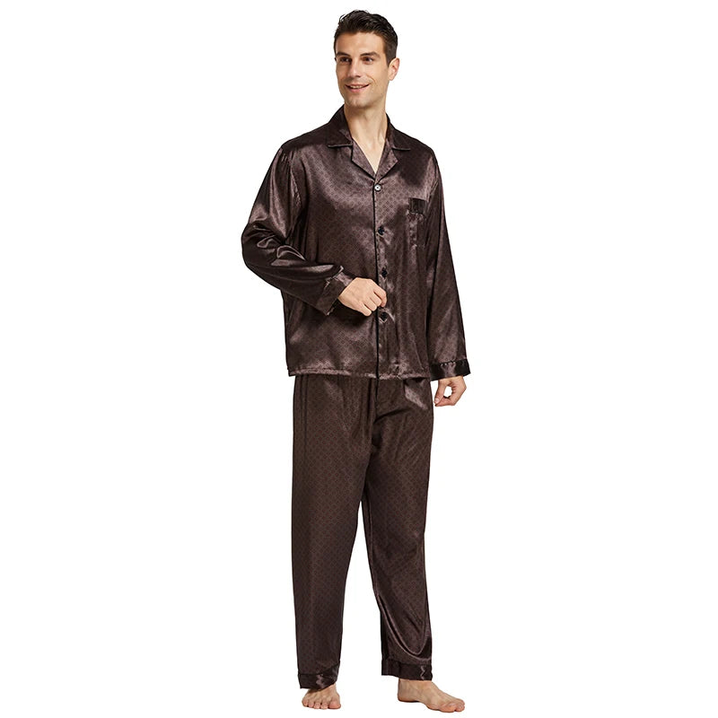 Men's Satin Silk Pajama Set Men Pajamas Silk Sleepwea