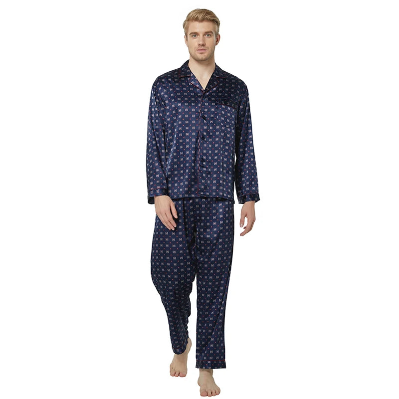 Men's Satin Silk Pajama Set Men Pajamas Silk Sleepwea