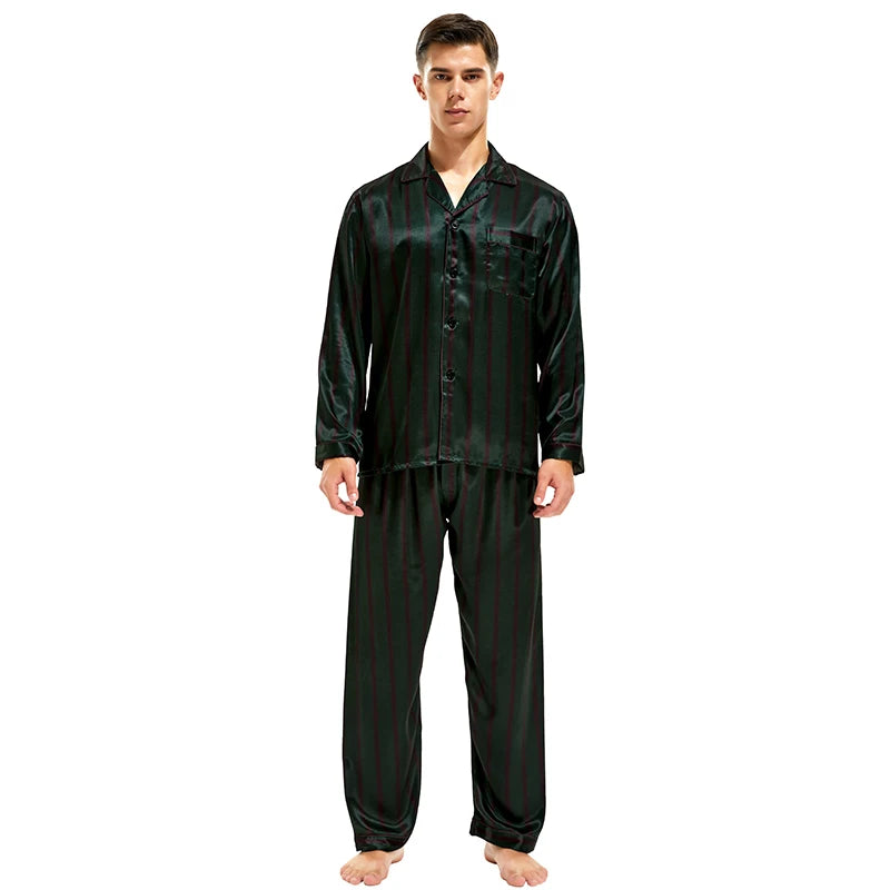 Men's Satin Silk Pajama Set Men Pajamas Silk Sleepwea