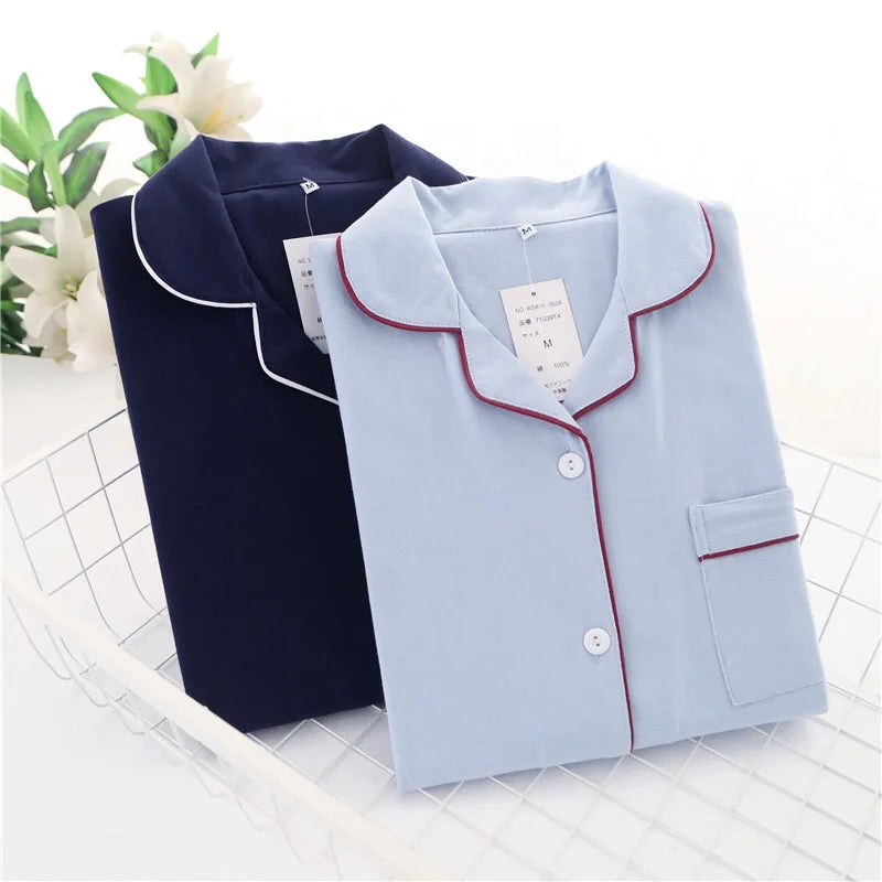 Casual Couple Solid 100% Cotton Pajamas Sets