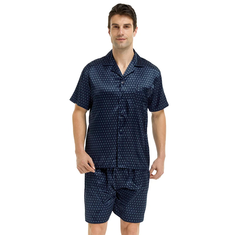 Satin Silk Pajamas Shorts for Men Rayon Silk Sleepwear