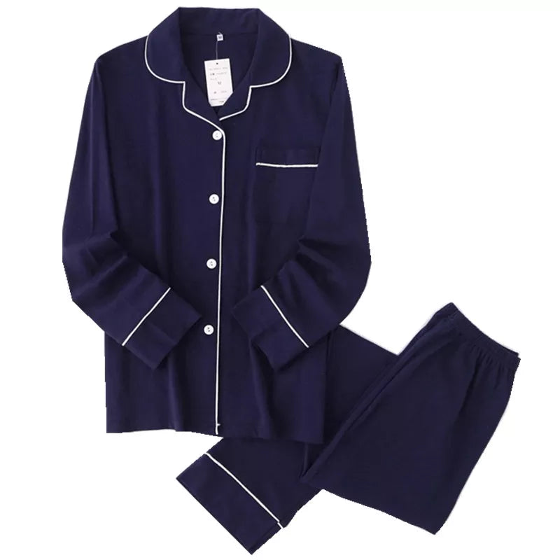 Casual Couple Solid 100% Cotton Pajamas Sets