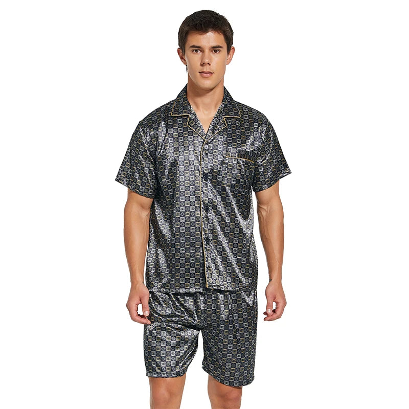 Satin Silk Pajamas Shorts for Men Rayon Silk Sleepwear