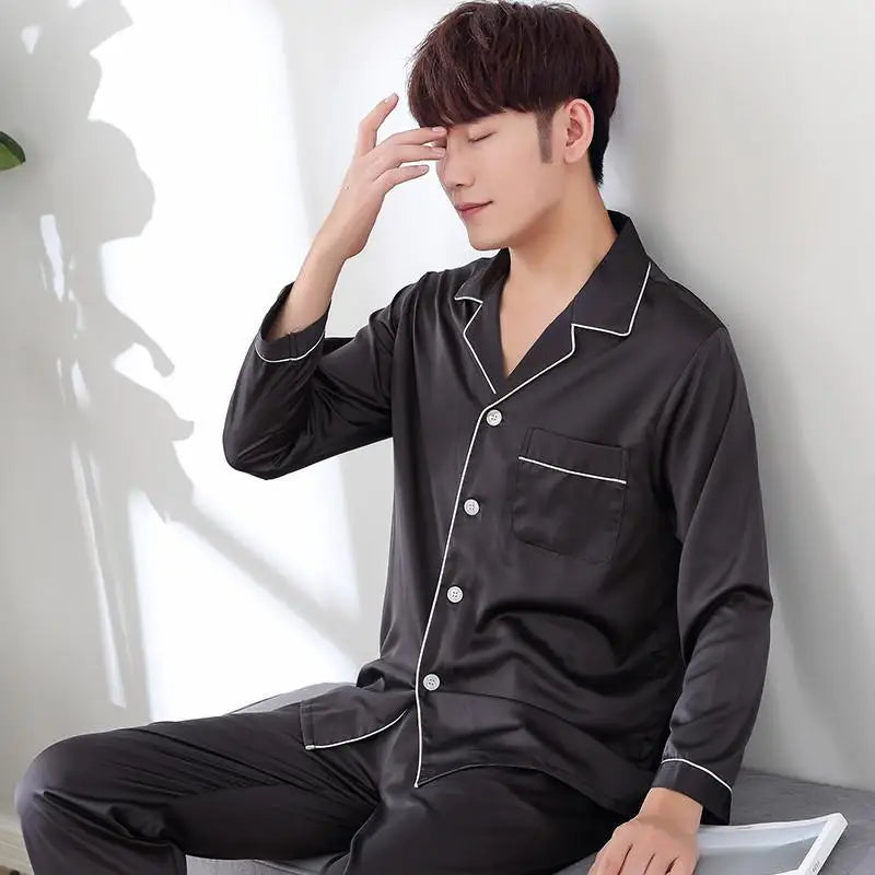 Black Nightwear Shirt Pants Sleep Pajamas Sets