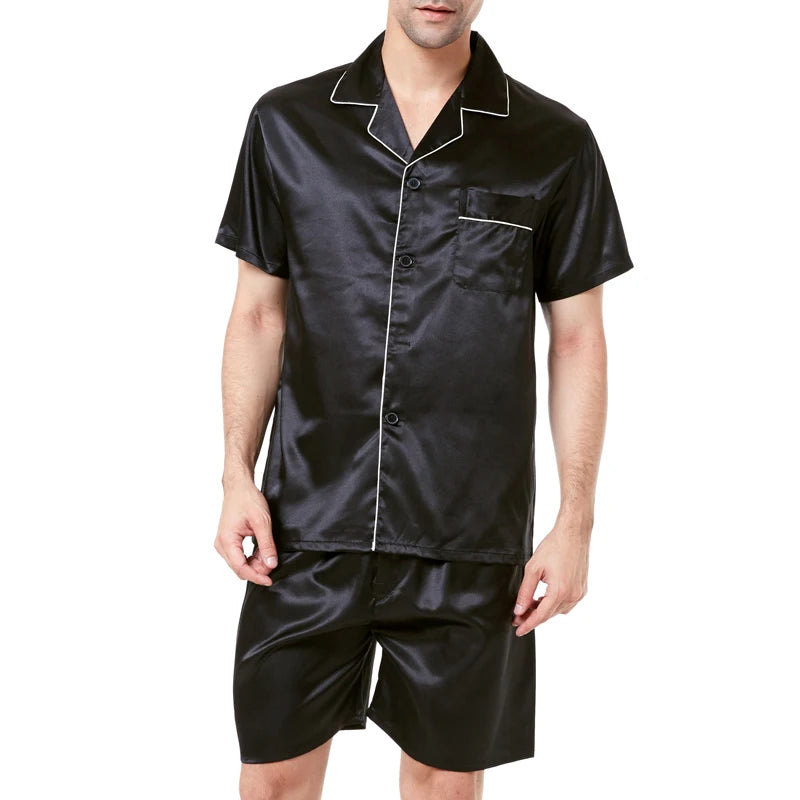 Satin Silk Pajamas Shorts for Men Rayon Silk Sleepwear