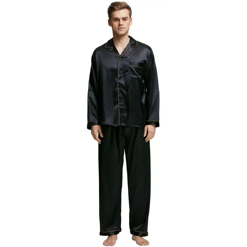 Men's Satin Silk Pajama Set Men Pajamas Silk Sleepwea