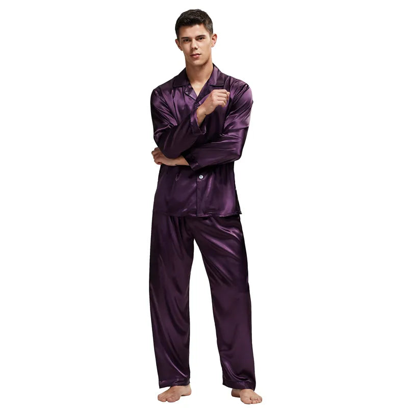 Men's Satin Silk Pajama Set Men Pajamas Silk Sleepwea