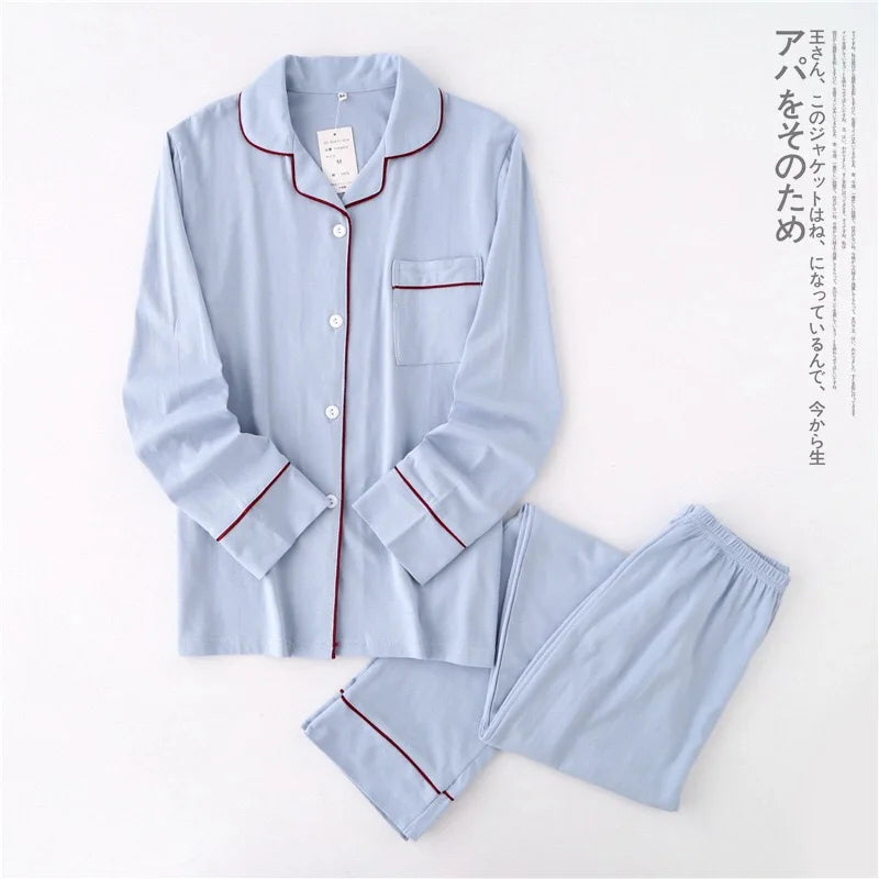 Casual Couple Solid 100% Cotton Pajamas Sets